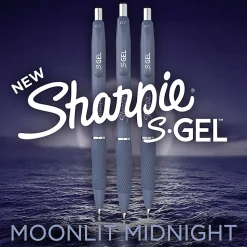 Sharpie S-Gel, Gel Pens, Medium Point (0.7mm), Moonlit Midnight Barrel, Black Ink, 4 Count