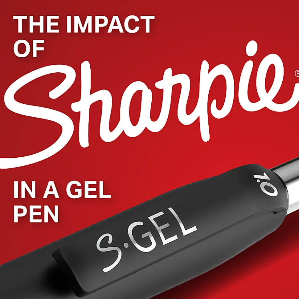Sharpie S-Gel, Gel Pens, Medium Point (0.7mm), Black Ink Gel Pen, 8 Count