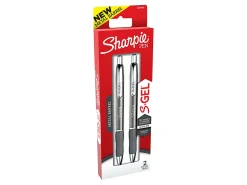 Sharpie® S-Gel Metal Barrel Gel Pens, Medium Point, 0.7 mm, Gunmetal Barrel, Black Ink, Pack Of 2 Pens