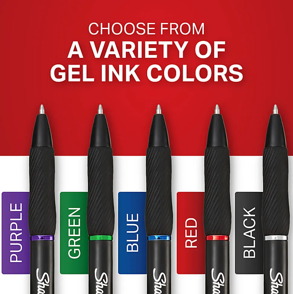 Sharpie® S Gel Pen, Medium Point, 0.7 mm, Black Barrel, Red Ink
