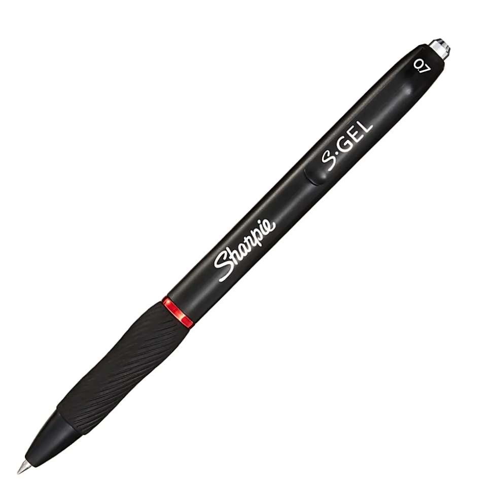 Sharpie® S Gel Pen, Medium Point, 0.7 mm, Black Barrel, Red Ink