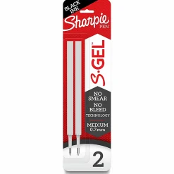 Sharpie® S-Gel Pen Refills, Medium Point, 0.7 mm, Black Ink, Pack Of 2 Refills