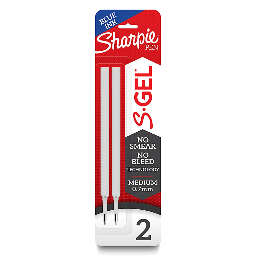 Sharpie® S-Gel Pen Refills, Medium Point, 0.7 mm, Blue Ink, Pack Of 2 Refills
