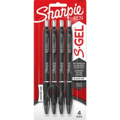 Sharpie® S Gel Pens, Bold Point, 1.0 mm, Black Barrel, Black Ink, Pack Of 4 Pens