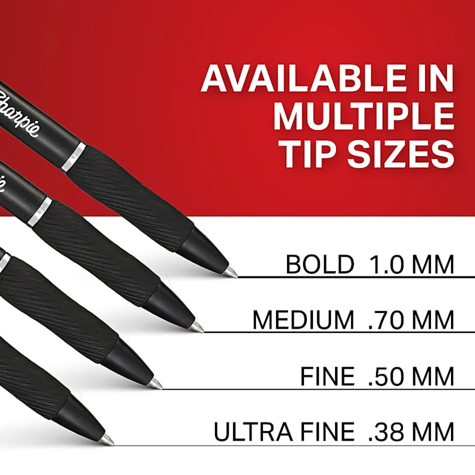 Sharpie S Gel Pens, Bold Point, 1.0 mm, Black Barrel, Black Ink, Pack Of 36 Pens