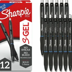 Sharpie® S Gel Pens, Bold Point, 1.0 mm, Black/Blue Barrel, Blue Ink, Pack Of 12 Pens