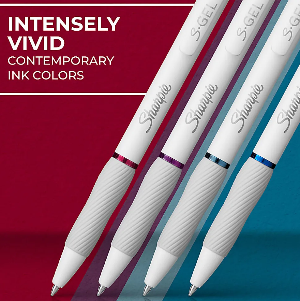 Sharpie® S-Gel Pens, Fashion Barrel Gel Pens, Pearl White Body, Medium (0.7mm) Point, 4 Count USA 250th Anniversary Edition