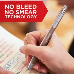 Sharpie® S-Gel Pens, Medium Point, 0.7 mm, Metal Champagne Barrel, Black Ink, Pack Of 12 Pens