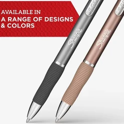 Sharpie® S-Gel Pens, Medium Point, 0.7 mm, Metal Champagne Barrel, Black Ink, Pack Of 12 Pens