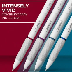 Sharpie S-Gel Retractable Gel Pens, Medium Point, 0.7mm White Barrels, Assorted Jewel Inks, Pack Of 4 Pens