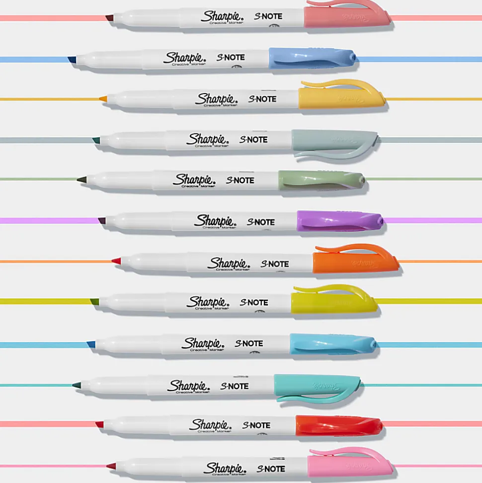 Sharpie® S-Note Highlighters, Chisel Tip, Assorted Colors, Pack Of 24 Highlighters