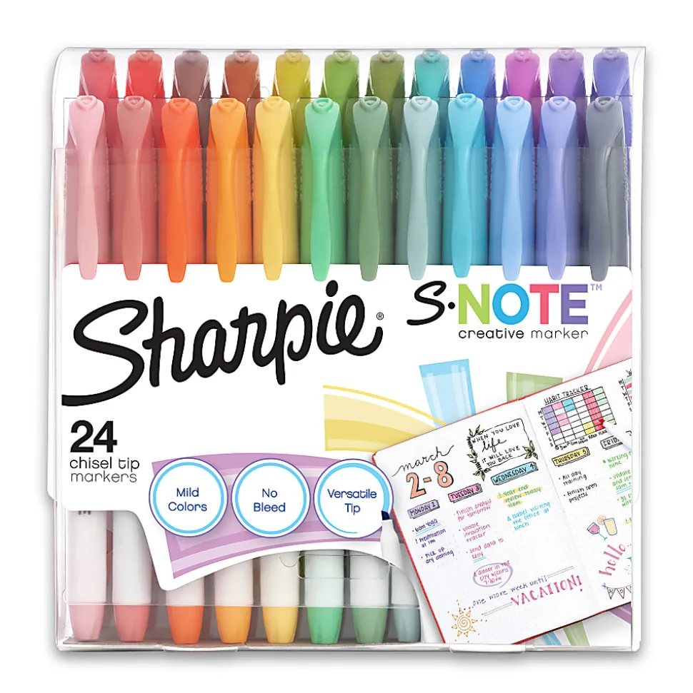 Sharpie® S-Note Highlighters, Chisel Tip, Assorted Colors, Pack Of 24 Highlighters
