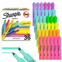 Sharpie® Tank Highlighters, Chisel Tip, Assorted Color Highlighters, Value Pack, 36 Count