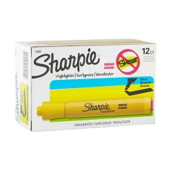 Sharpie® Tank Style Highlighters, Chisel Tip, Yellow, Box of 12