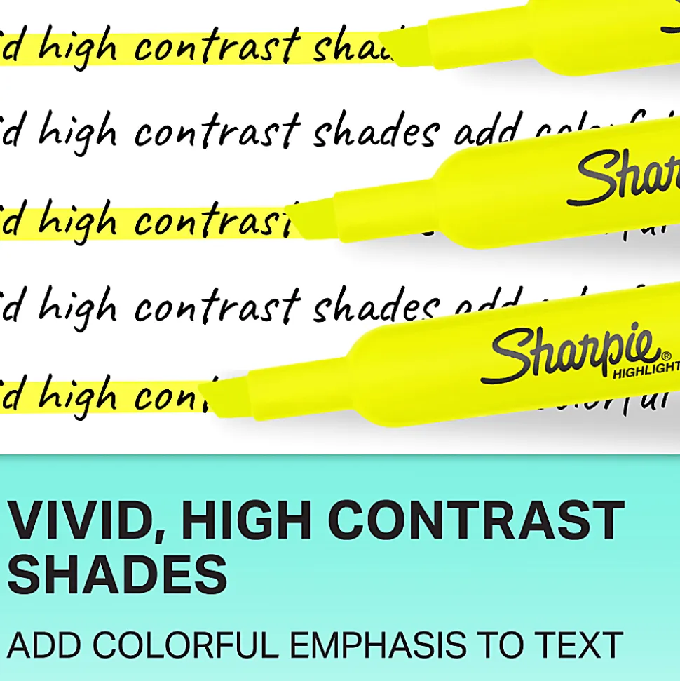 Sharpie® Tank-Style Highlighters, Fluorescent Yellow, Pack Of 4