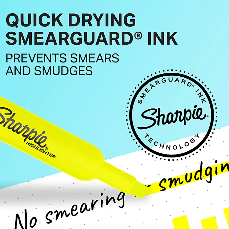 Sharpie® Tank-Style Highlighters, Fluorescent Yellow, Pack Of 4