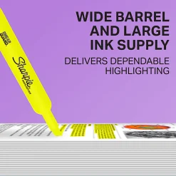 Sharpie® Tank-Style Highlighters, Fluorescent Yellow, Pack Of 4