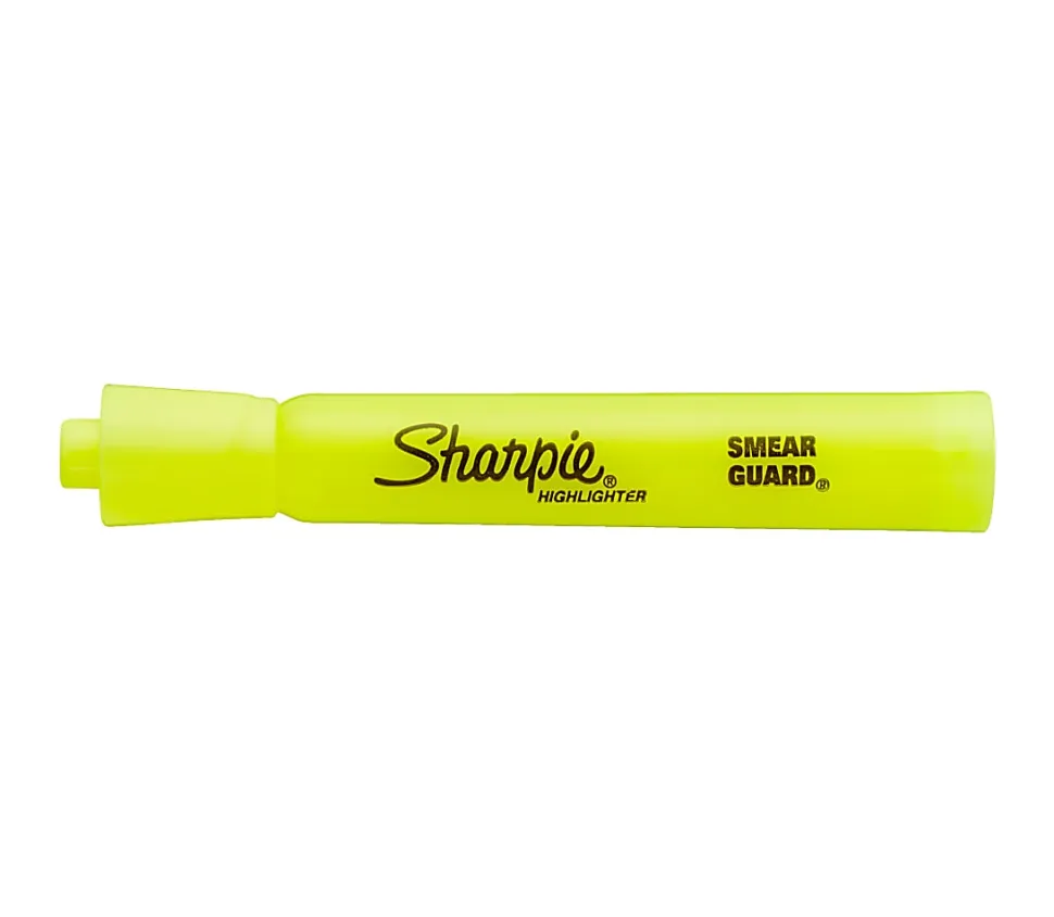 Sharpie® Tank Style Highlighters, Chisel Tip, Fluorescent Yellow, Box of 24