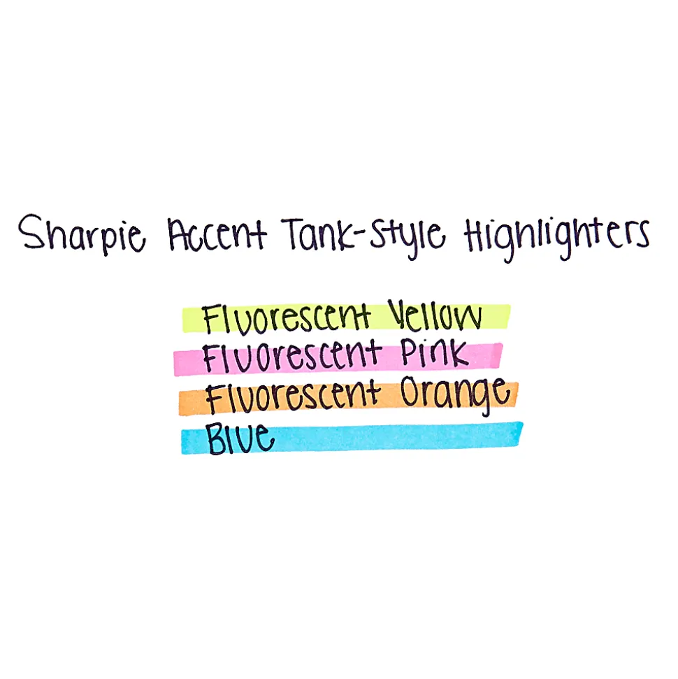 Sharpie® Tank Style Highlighters, Chisel Tip, Fluorescent Yellow, Box of 24