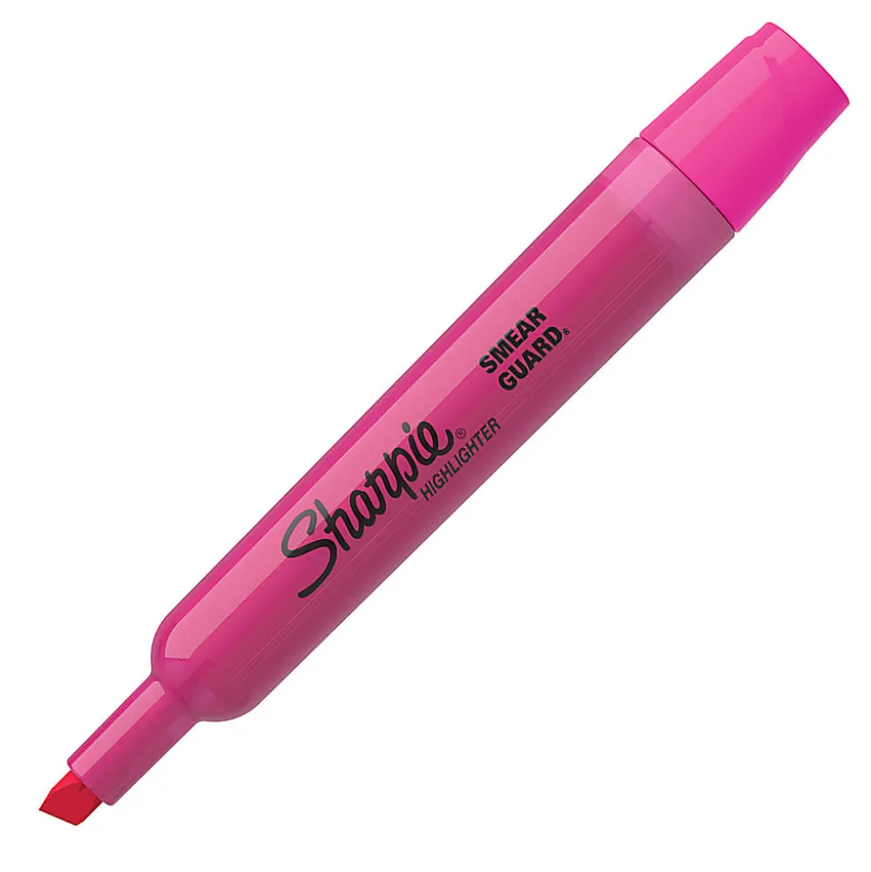 Sharpie Tank Style Highlighters, Chisel Tip, Fluorescent Pink, Box of 12