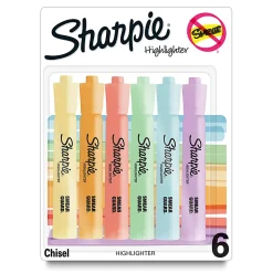 Sharpie® Tank-Style Highlighters, Chisel Tip, Mild Pastel Barrels, Mild Pastel Inks, Pack Of 6 Highlighters