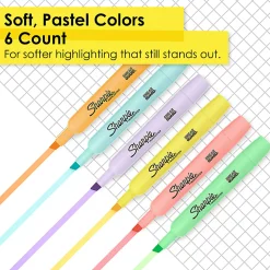 Sharpie® Tank-Style Highlighters, Chisel Tip, Mild Pastel Barrels, Mild Pastel Inks, Pack Of 6 Highlighters
