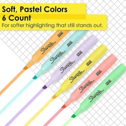 Sharpie® Tank-Style Highlighters, Chisel Tip, Mild Pastel Barrels, Mild Pastel Inks, Pack Of 6 Highlighters