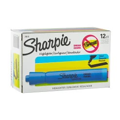 Sharpie® Tank Style Highlighters, Chisel Tip, Fluorescent Blue, Box of 12