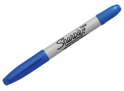 Sharpie® Twin-Tip Permanent Markers, Fine/Ultra-Fine Points, Blue Ink, Pack Of 12 Markers