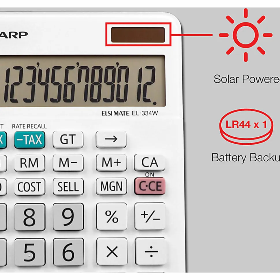 Sharp® White Series Desktop Calculator, EL-334WB