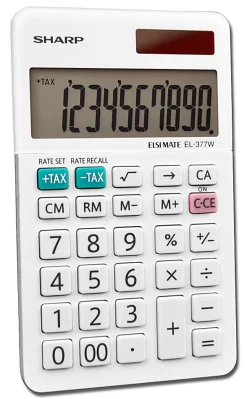 Sharp® White Series Handheld Calculator, EL-377WB