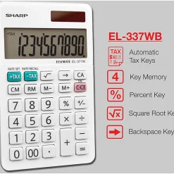 Sharp® White Series Handheld Calculator, EL-377WB