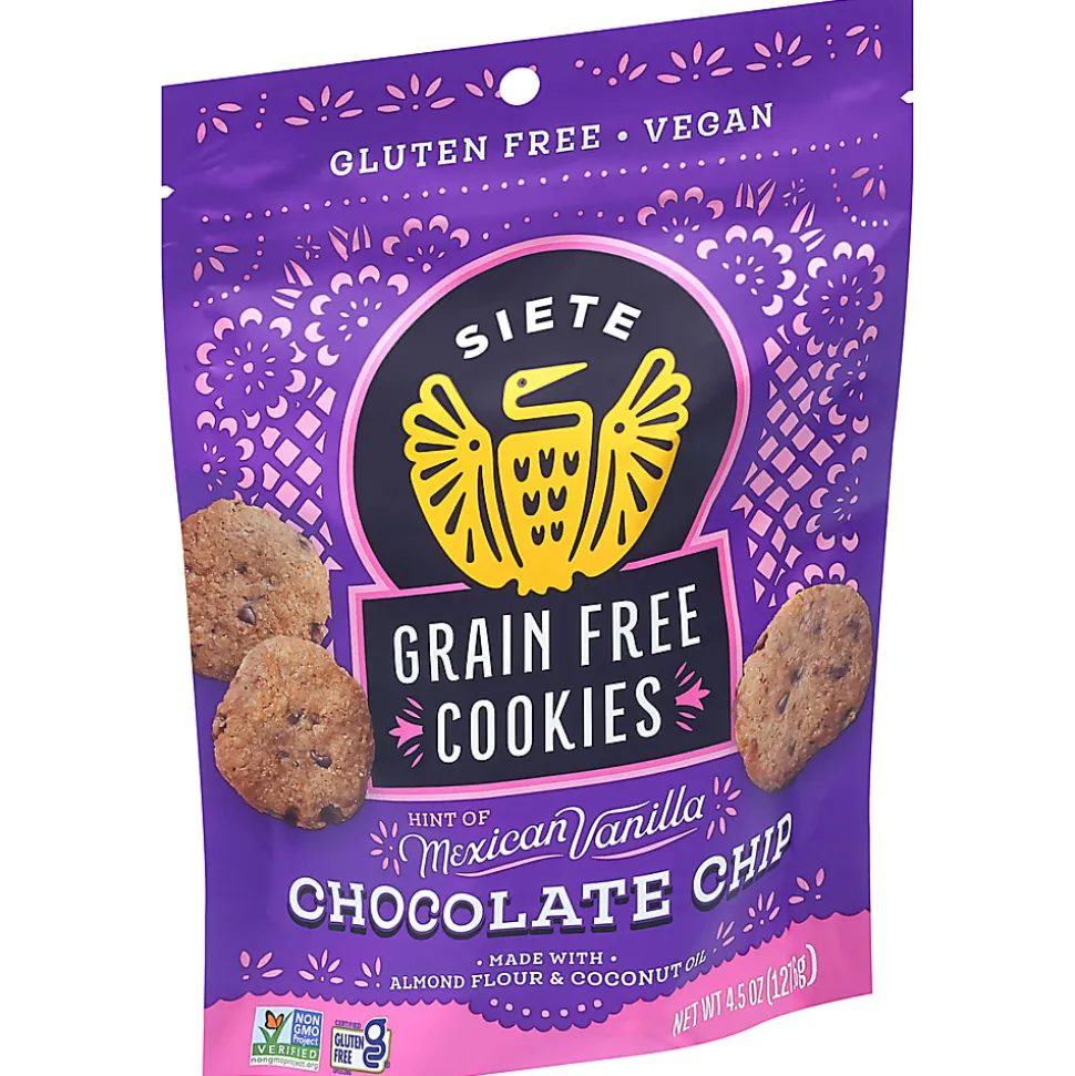 Siete Grain-Free Mexican Vanilla Chocolate Chip Cookies, 4.5 Oz, Total Qty 10