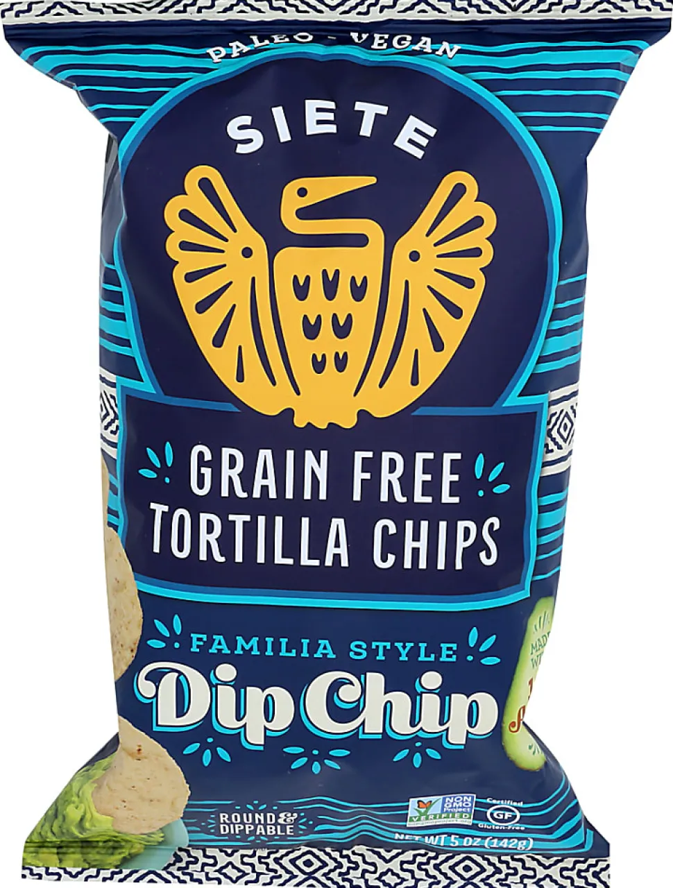 Siete Tortilla Chips, Dip Chip, 5 Oz, Total Qty 12