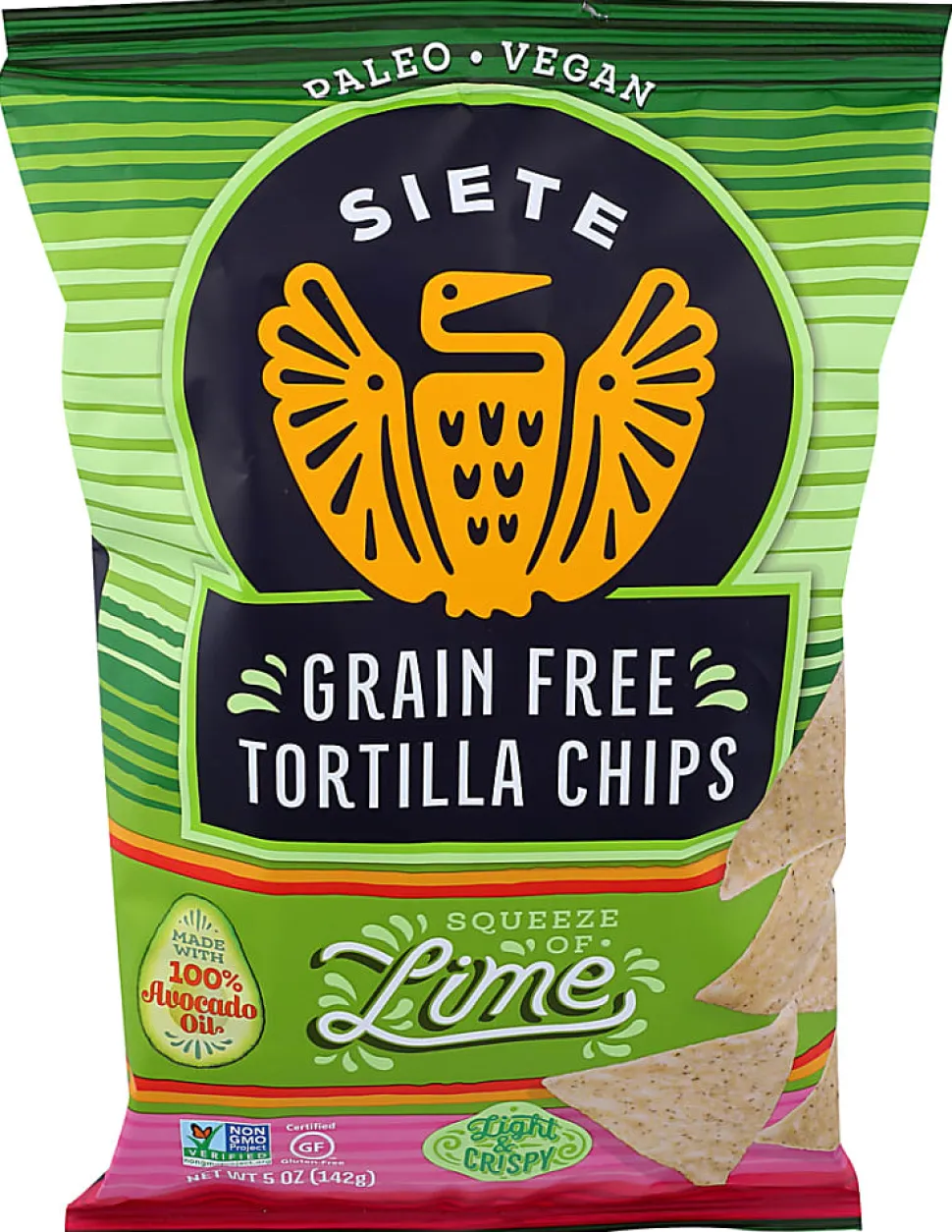 Siete Tortilla Chips, Lime, 5 Oz, Total Qty 12