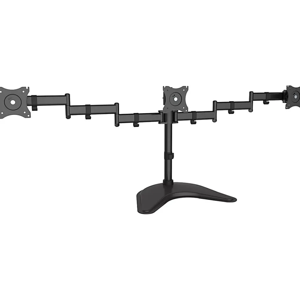 SIIG Articulated Freestanding Triple Monitor Desk Stand - 13"-27" - Up to 27" Screen Support - 51 lb Load Capacity - CEMT1V12S1