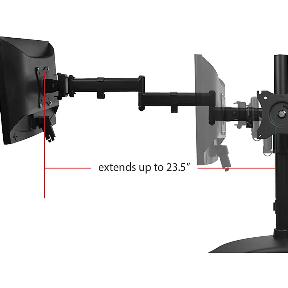 SIIG Articulated Freestanding Triple Monitor Desk Stand - 13"-27" - Up to 27" Screen Support - 51 lb Load Capacity - CEMT1V12S1