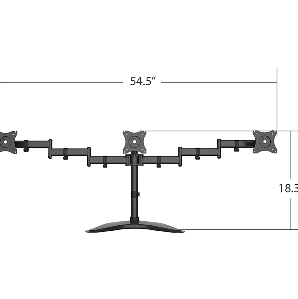 SIIG Articulated Freestanding Triple Monitor Desk Stand - 13"-27" - Up to 27" Screen Support - 51 lb Load Capacity - CEMT1V12S1
