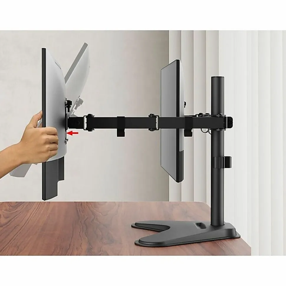 SIIG Articulated Freestanding Dual Monitor Desk Stand - 13"-27" - Up to 27" Screen Support - 34 lb Load Capacity - CEMT1U12S1