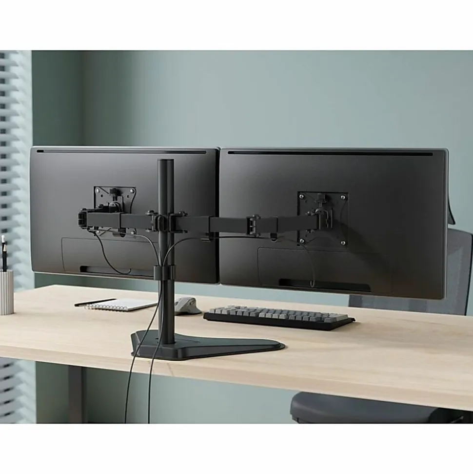 SIIG Articulated Freestanding Dual Monitor Desk Stand - 13"-27" - Up to 27" Screen Support - 34 lb Load Capacity - CEMT1U12S1