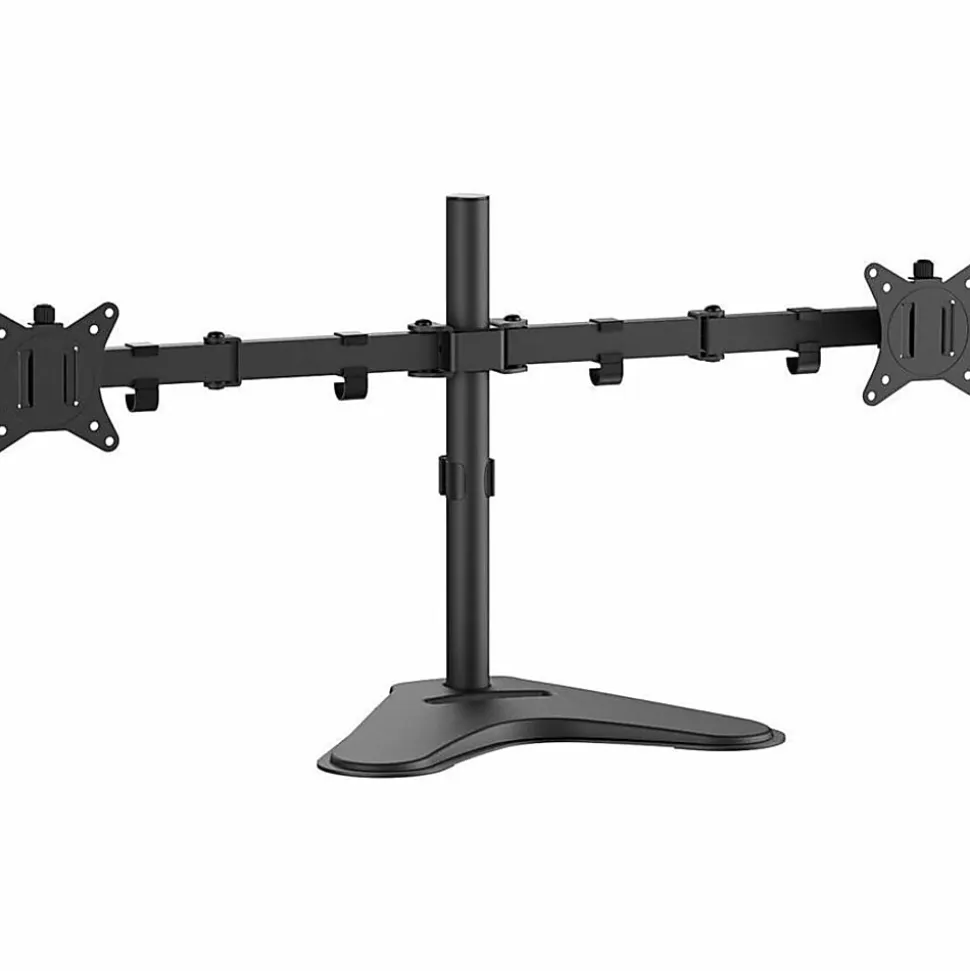 SIIG Articulated Freestanding Dual Monitor Desk Stand - 13"-27" - Up to 27" Screen Support - 34 lb Load Capacity - CEMT1U12S1