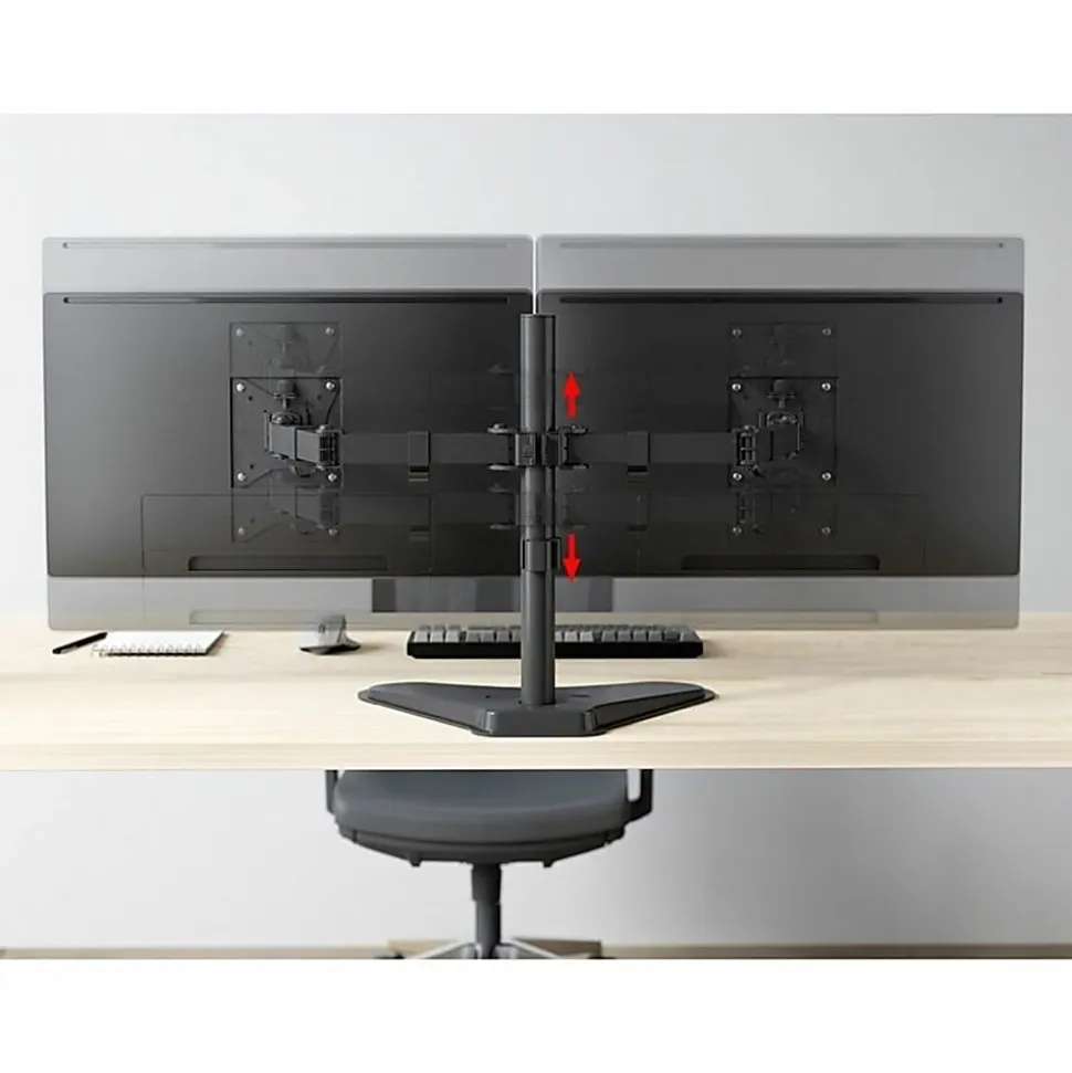 SIIG Articulated Freestanding Dual Monitor Desk Stand - 13"-27" - Up to 27" Screen Support - 34 lb Load Capacity - CEMT1U12S1