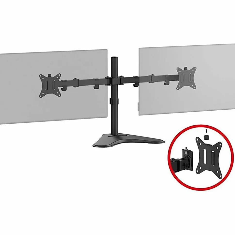 SIIG Articulated Freestanding Dual Monitor Desk Stand - 13"-27" - Up to 27" Screen Support - 34 lb Load Capacity - CEMT1U12S1