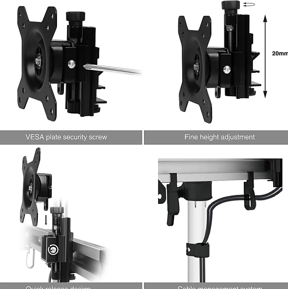 SIIG Easy-Adjust Dual Monitor Desk Stand - 13" to 27" - Up to 27" Screen Support - 35.20 lb Load Capacity - CEMT2011S1