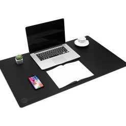 SIIG Large Artificial Leather Smooth Desk Mat Protector - Black - Rectangular - 22" Width x 36" Length x 0.12000" Depth - Artificial Leather - Black