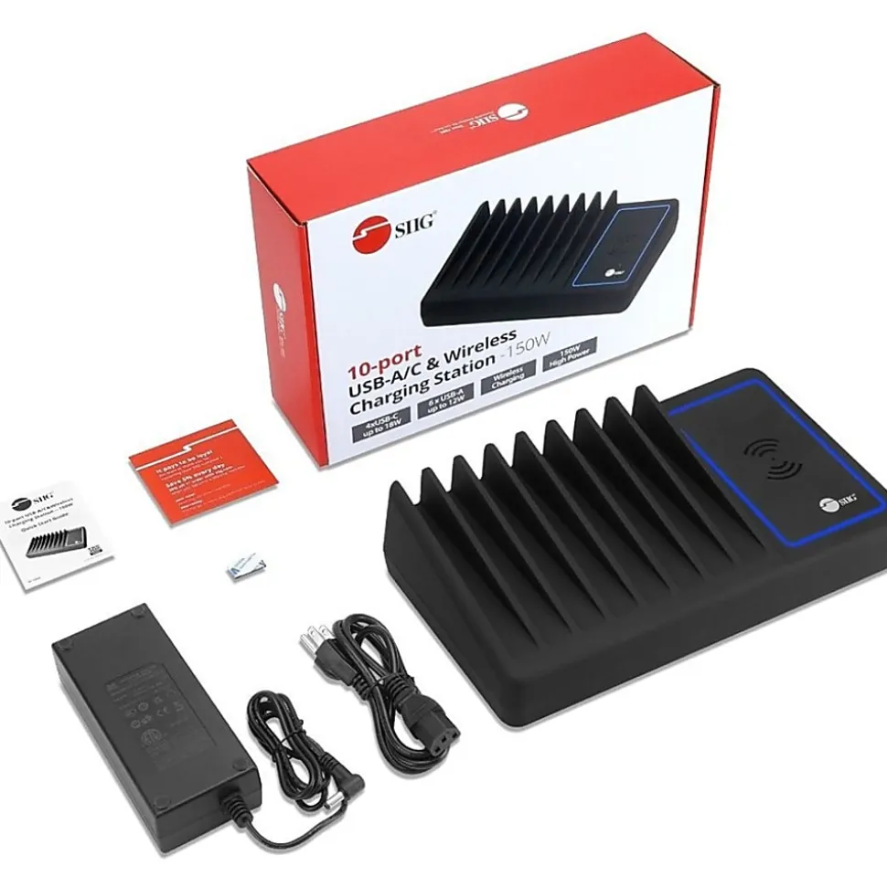 SIIG 10-Port USB-A/C & Wireless Charging Station - 150W