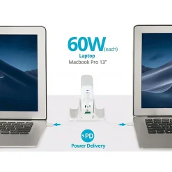 SIIG 100W Dual USB-C PD 3.0 PPS & QC 3.0 Combo Power Charger - White - Powerfull 4-Port high-power charger with two US - ACPW1P11S1
