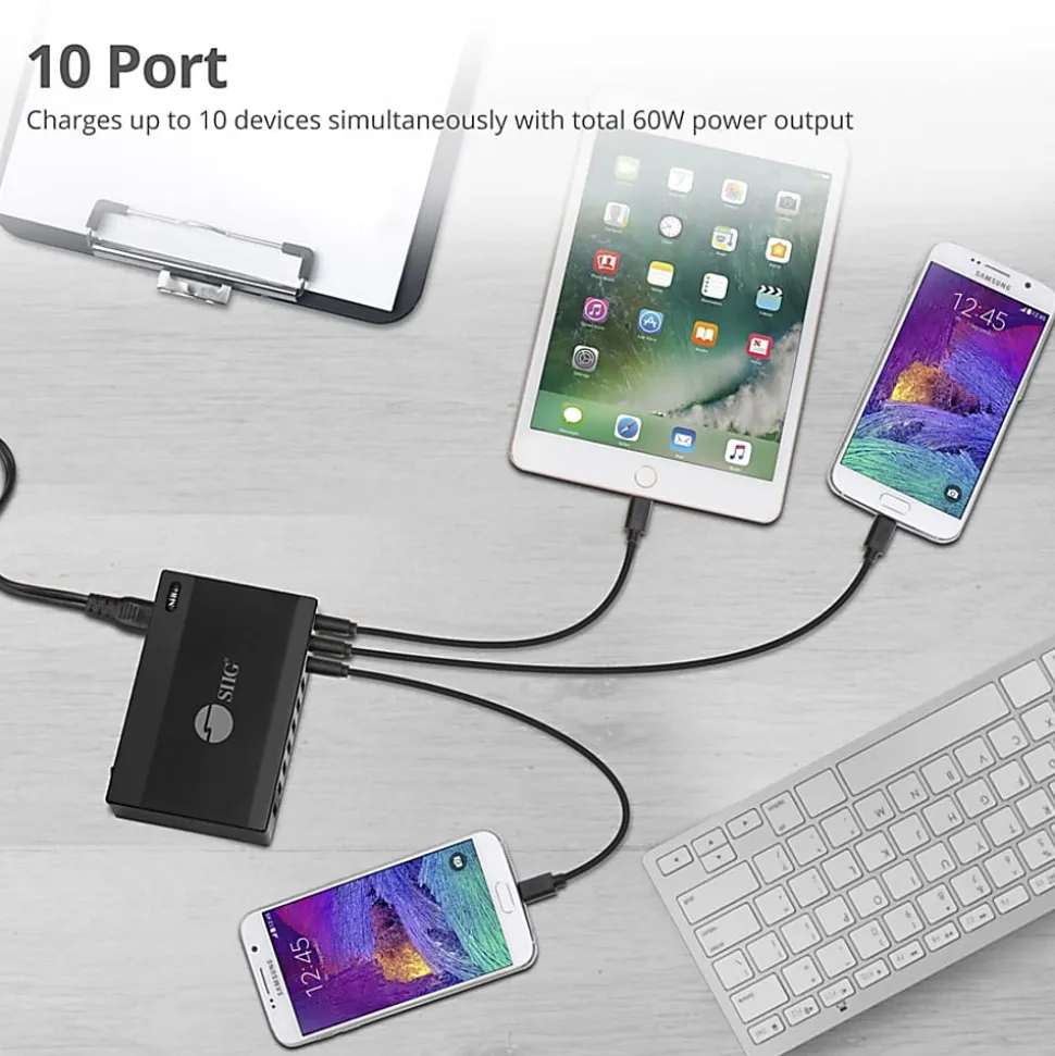 SIIG® 60W 10-Port USB Charger