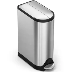 simplehuman Butterfly Step Stainless Steel Trash Can, 4.8 Gallons, Brushed Stainless Steel