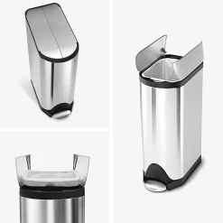 simplehuman Butterfly Step Stainless Steel Trash Can, 4.8 Gallons, Brushed Stainless Steel